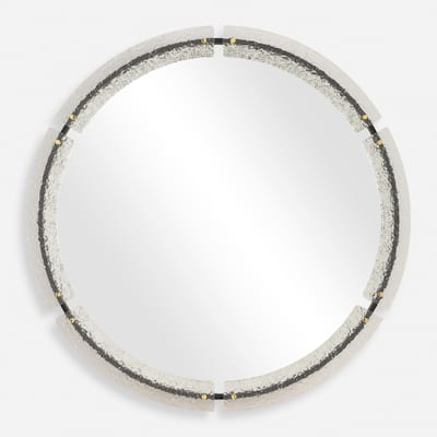 Framed Crystalline Round Wall Mirror - 37.75"