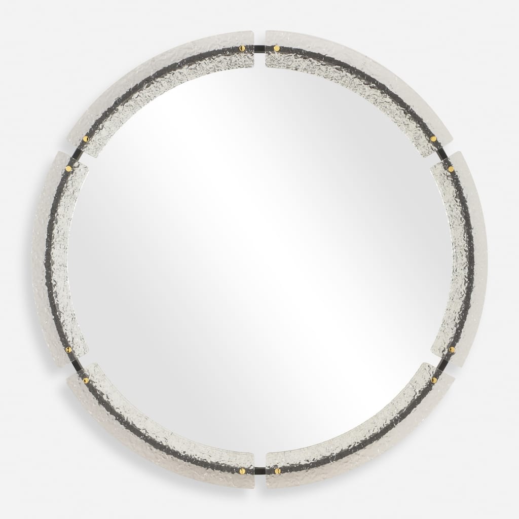 Framed Crystalline Round Wall Mirror - 37.75"