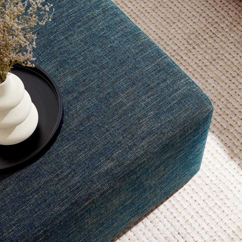 Callum 17"/28" Square Woven Heathered Fabric Upholstered Ottoman