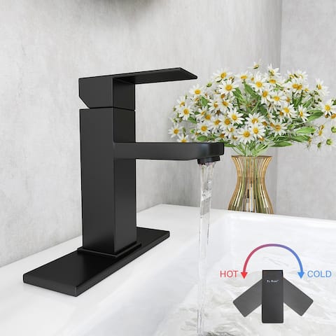 Single Handle Matte Black Bathroom Sink Faucet with Drain Assembly