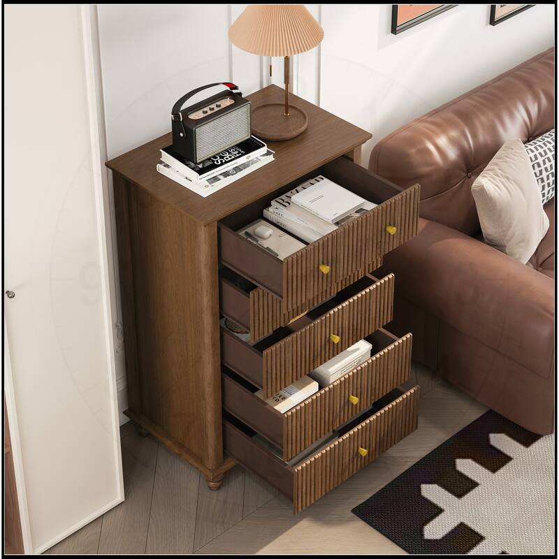 45 Inch Tall Fluted 5 Drawer Dresser