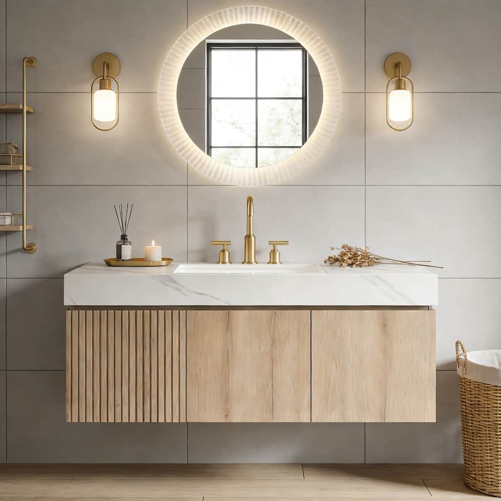 Floating Storage Bathroom Vanity with 3 Pre-drilled Faucet Holes