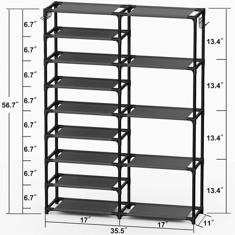 Tall Garage Shoe Rack Large Capacity - 55.5"D x 11"W x 35"H