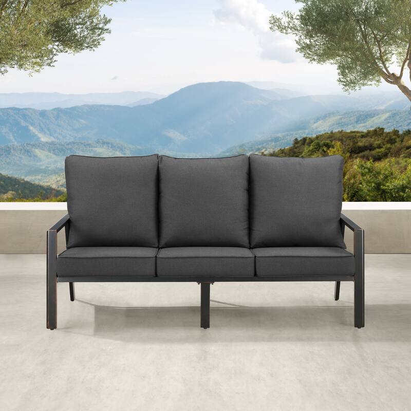 Black Aluminum Deep Seating Deep Seating Sofa with Cushions
