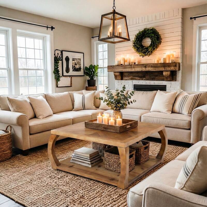 31" Square Solid Wood Coffee Table with Storage