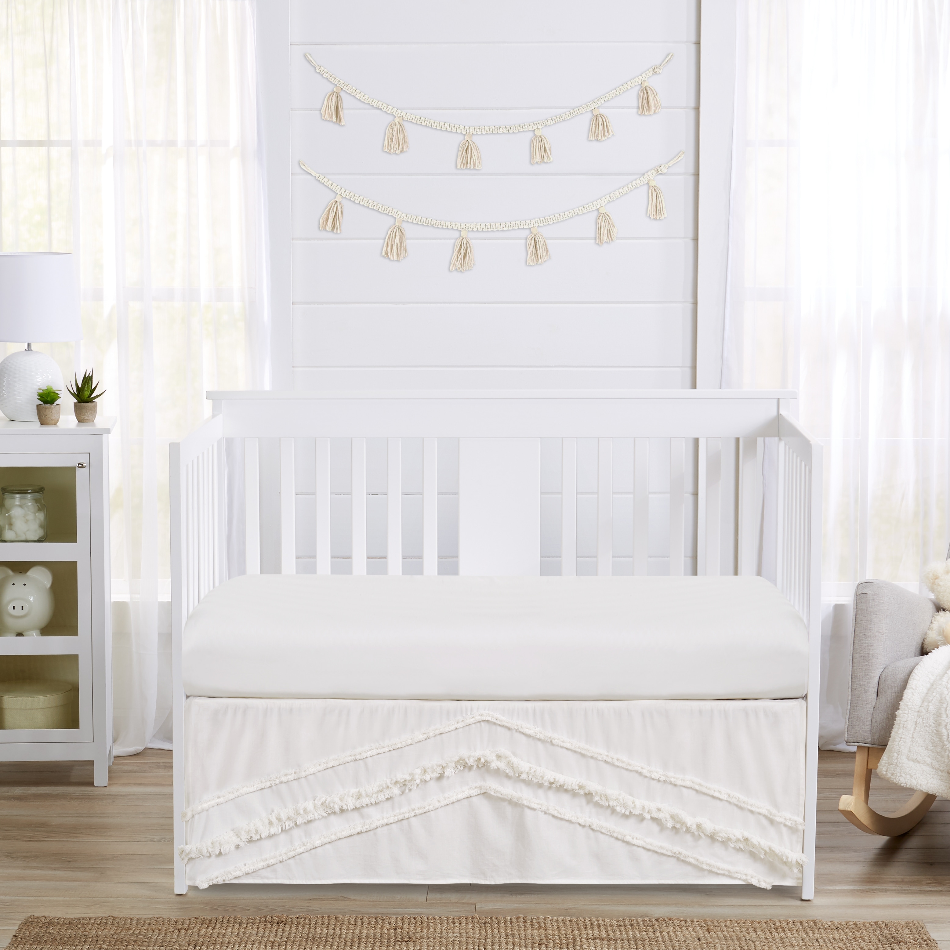 Cream crib skirt sales