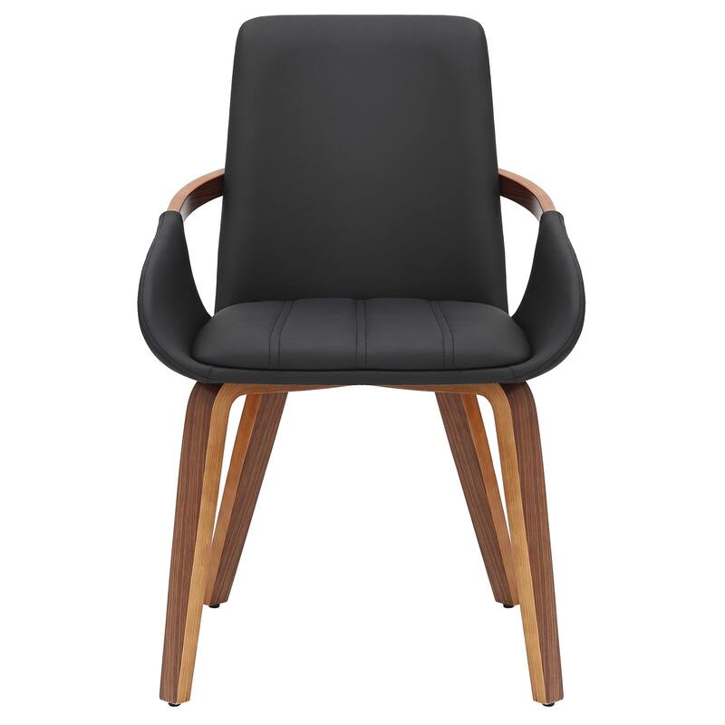 Mid-Century Modern Faux Leather & Bentwood Dining Chair, Set of 2