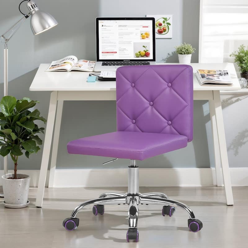 Javlergo Armless Office Desk Chair PU Leather Mid-Back Adjustable Height 360° Rolling Swivel 10 Colors Available Office Chair