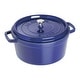 preview thumbnail 1 of 11, Staub Cast Iron 7-qt Round Cocotte Dark Blue