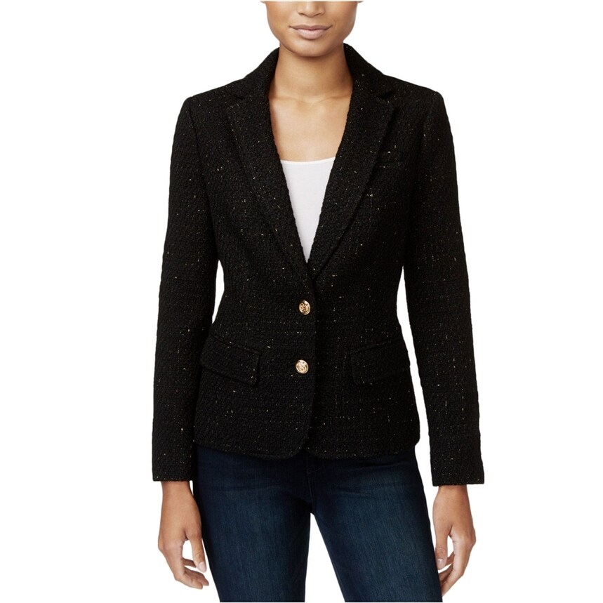 Maison Jules Womens Open-Front Textured Blazer