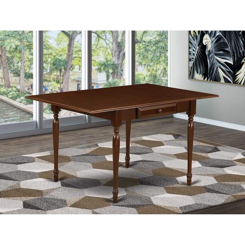 HomeStock 3-Pc Mahogany Finish Rectangular Solid Wood Top with Dropleaf Dining Table Set
