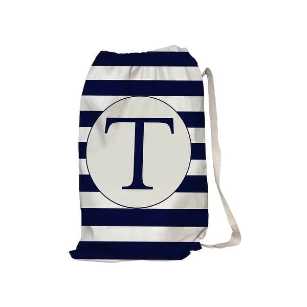 slide 2 of 3, MONO NAVY STRIPED T Laundry Bag By Kavka Designs - 28" x 36"