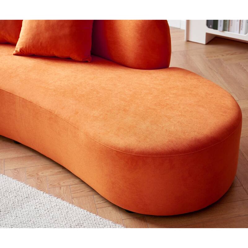 90.2 inch Half Moon Curved Velvet Living Room Sofa