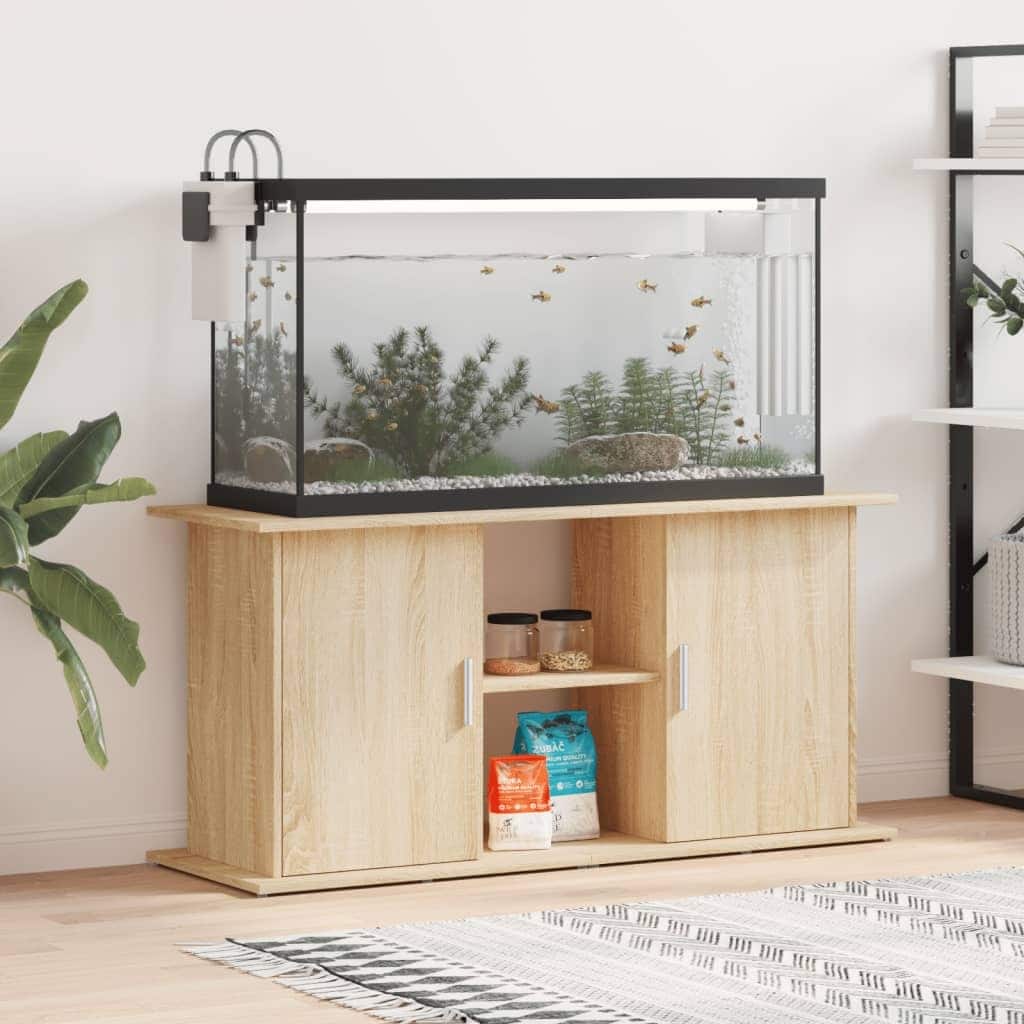 vidaXL Aquarium Stand Sonoma oak Engineered wood 47.6 x 16.1 x 22.8 in - 16.1 x 47.6 x 22.8