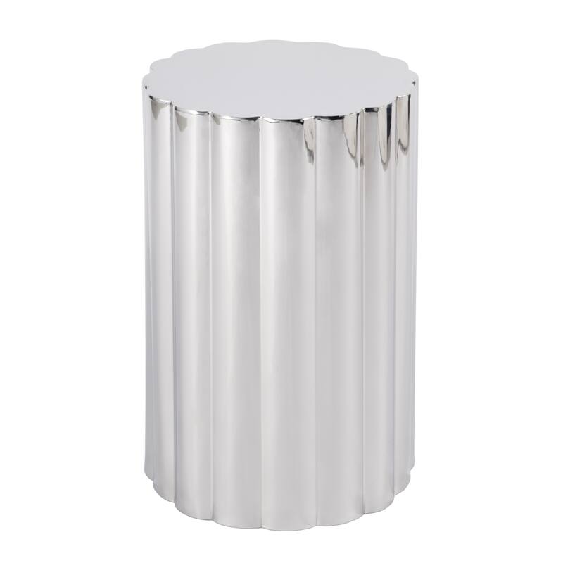 HomeRoots 18" Silver Stainless Steel Block End Table - 11.75 in. x 18.00 in. x 11.75 in.