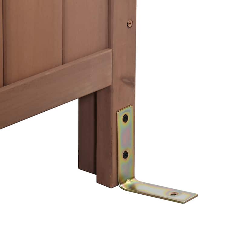 45" Fir Wood Outdoor Potting Bench with Hutch, Cabinets, and Drawers