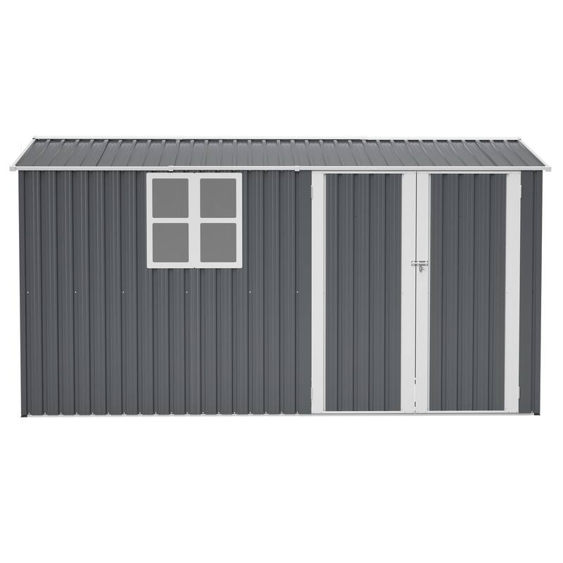 8x12 FT XL Heavy-Duty Outdoor Storage Shed with Window & Hinged Doors