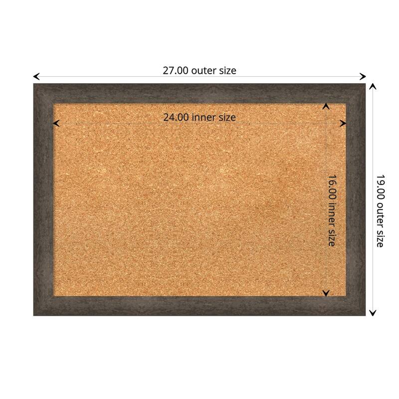 Dappled Narrow Wood Framed Natural Corkboard Bulletin Board - Dappled Light Bronze Narrow - Board Size 24x16