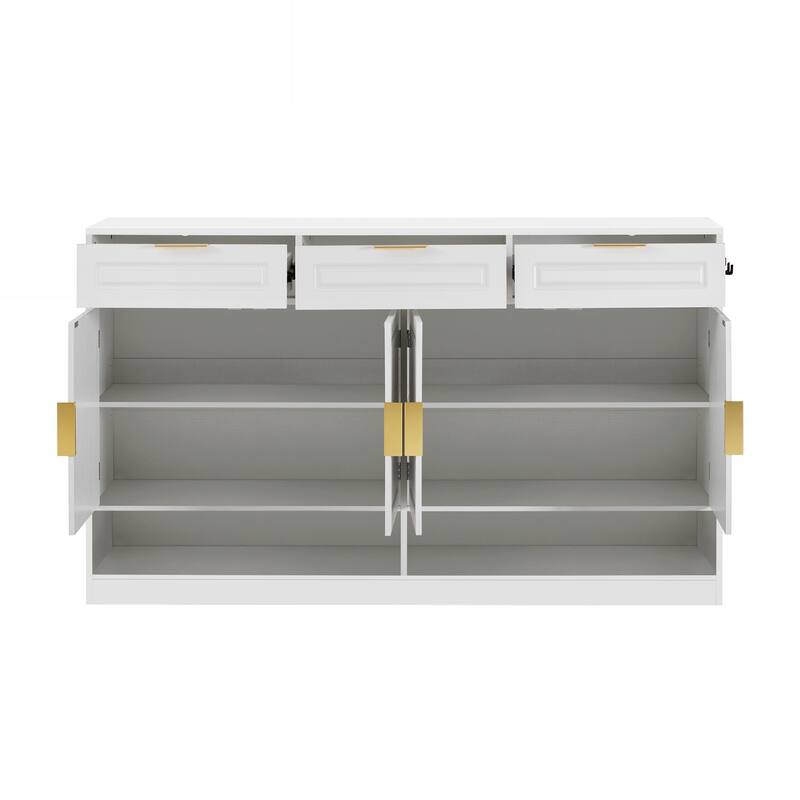 Farmhouse Sideboard with 3 Drawers & 4 Doors