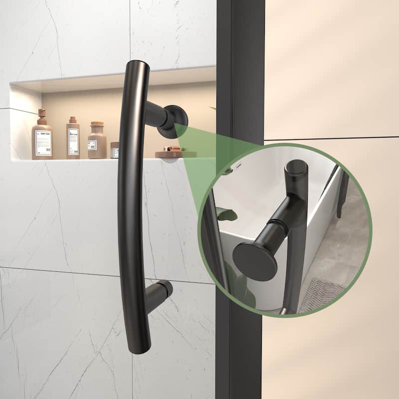 42"x71" Frameless Single Pivot Enclosure Glass Shower Door Black/Nickel with SGCC Tempered Glass