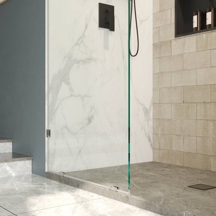 DeerValley 32"×78" Single Fixed Glass Panel For Shower, Thick Frameless Tempered Safety Glass Shower Screen
