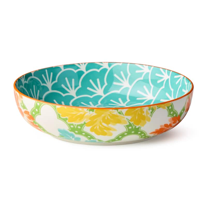 Certified International Pavillion 48 oz. Soup/Cereal Bowls, Set of 6 Assorted Designs - 8.50"L x 8.50"W x 2.00"H