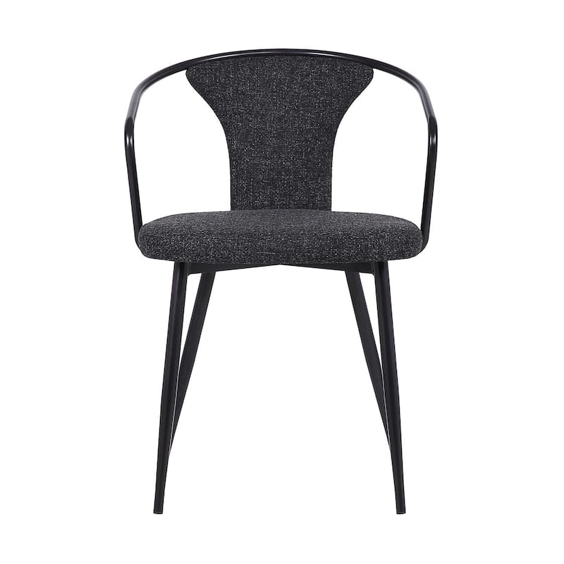 Black/Black Fabric Upholstered Metal Frame Dining Chair, Sturdy Dining Chair for Dining Rooms - 19.5