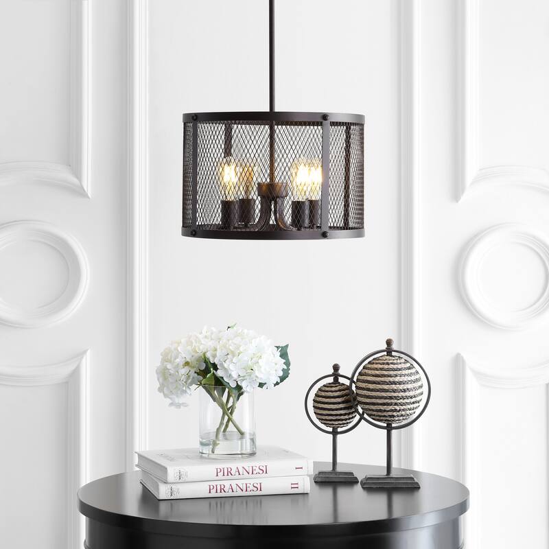 SAFAVIEH Lighting Eduartina Adjustable 4-Light Led Dark Grey Pendant - 16.5"x16.5"x27.8-99.8" - Dark Grey - 17Wx17Dx100H