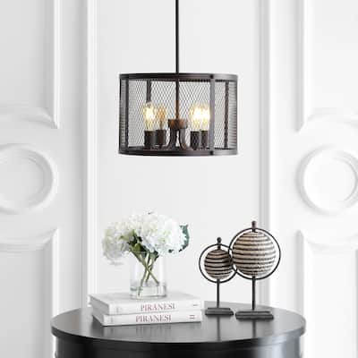 SAFAVIEH Lighting Sylas Adjustable 4-light LED Dark Grey Pendant - 16.5"x16.5"x27.8-99.8"
