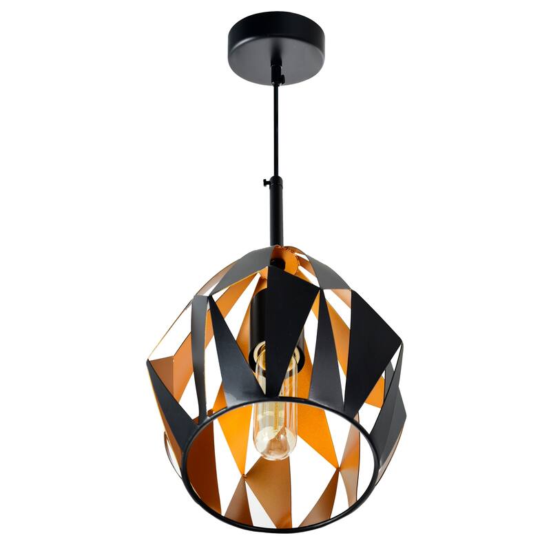 Oxide 1 Light 8in Black & Copper Down Mini Pendant - Black/Copper