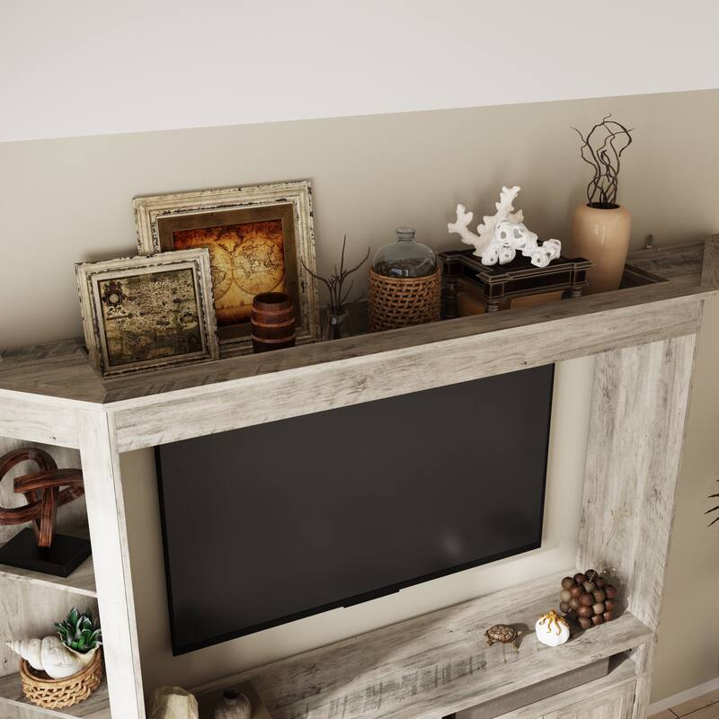 Entertainment Center for 70 Inch TV, Large Media Console with Storage Cabinets Farmhouse TV Wall Unit