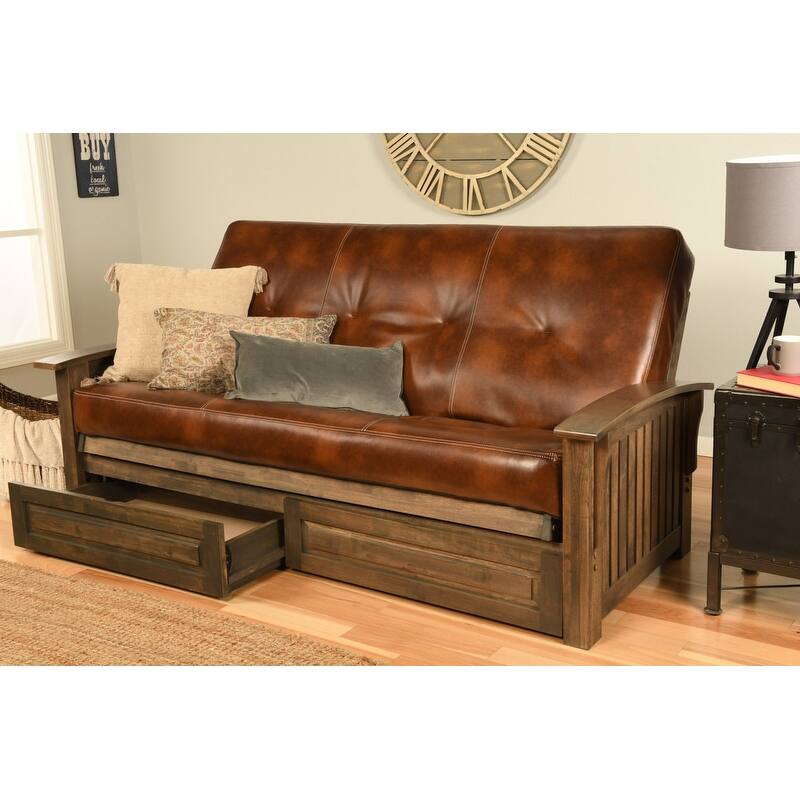 Somette Washington Full-size Futon Frame Includes Storage Drawers and Mattress