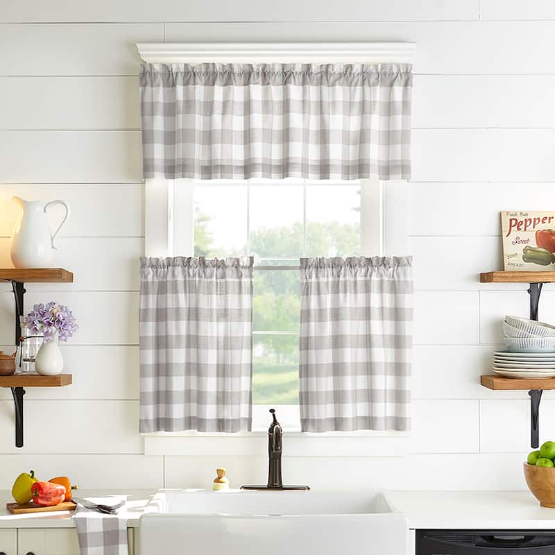 The Gray Barn Emily Gulch Buffalo Check Kitchen Curtain Tier Set