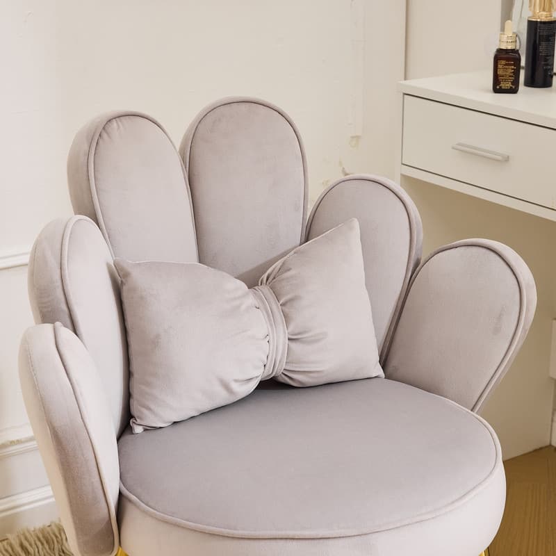 Scalloped Petal Velvet Accent Chair with Pillows