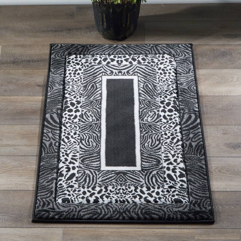 Orelsi Black/Grey Polyester Area Rug