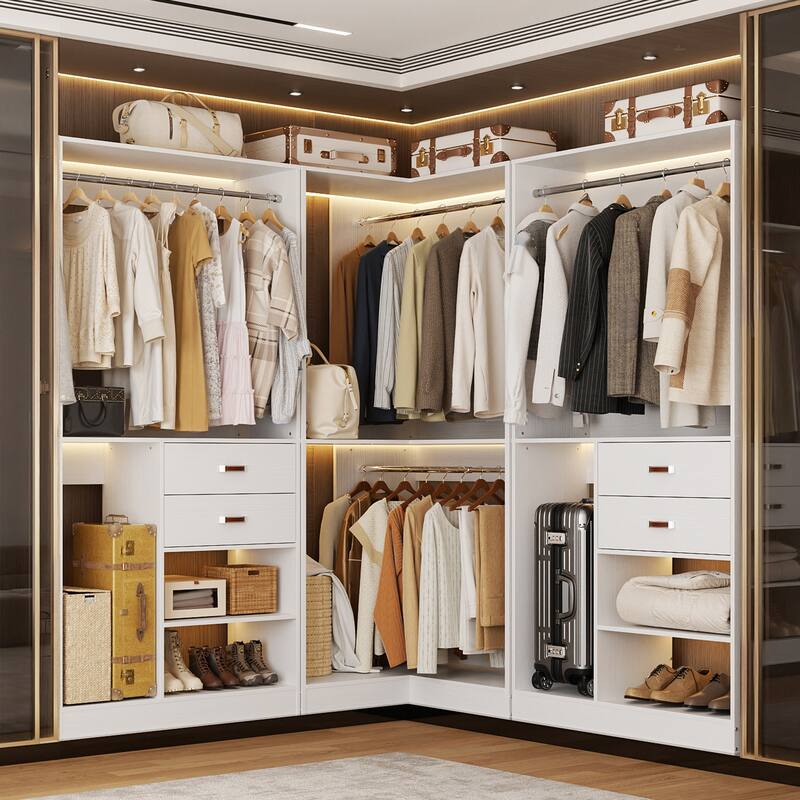 40'' Large Closet System with Shelves and 2 Drawers, Freestanding Closet Organizer with Hanging Rods