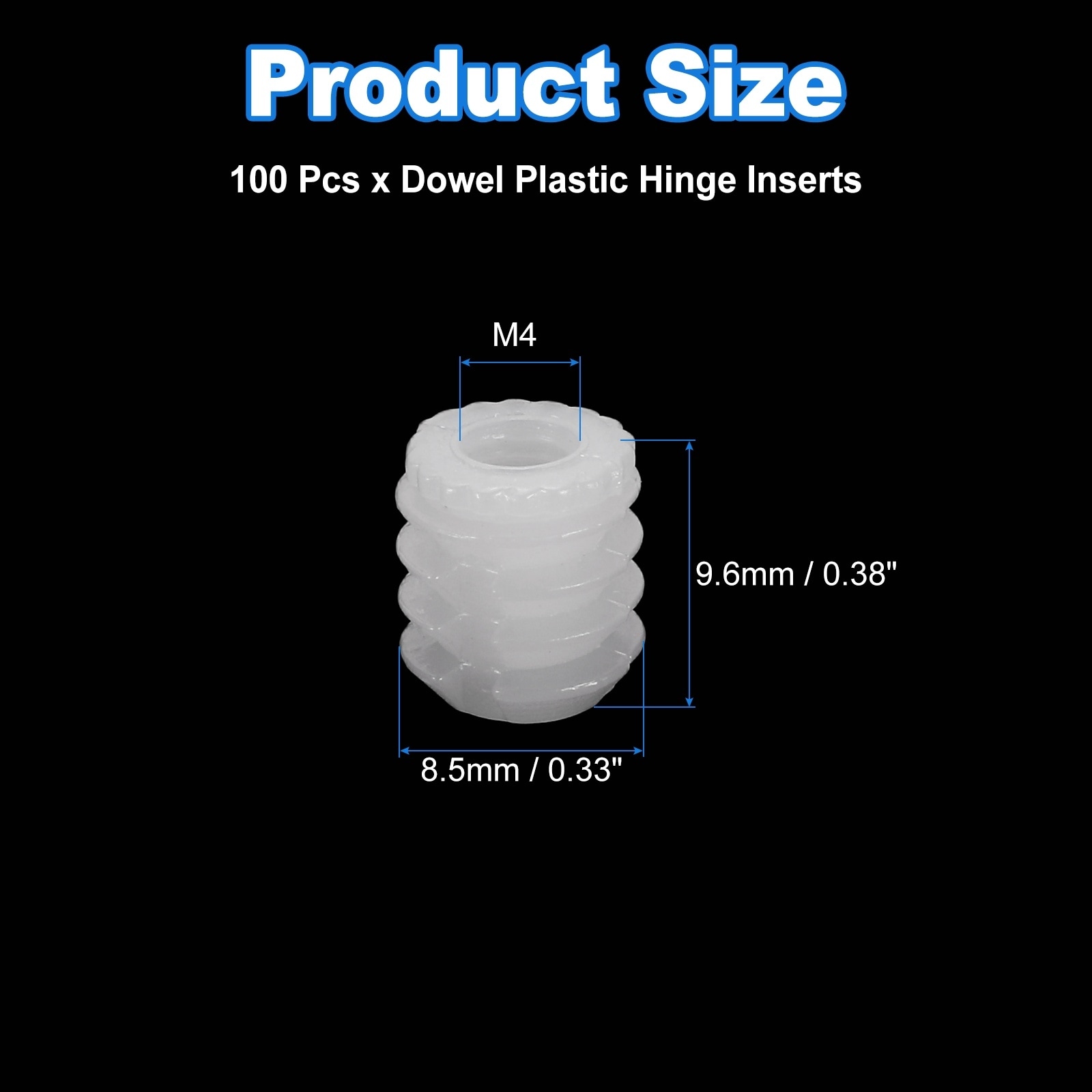 Hinge Dowels, Plastic Dowel Insert for Cabinet Door Hinges Furniture Connection - White