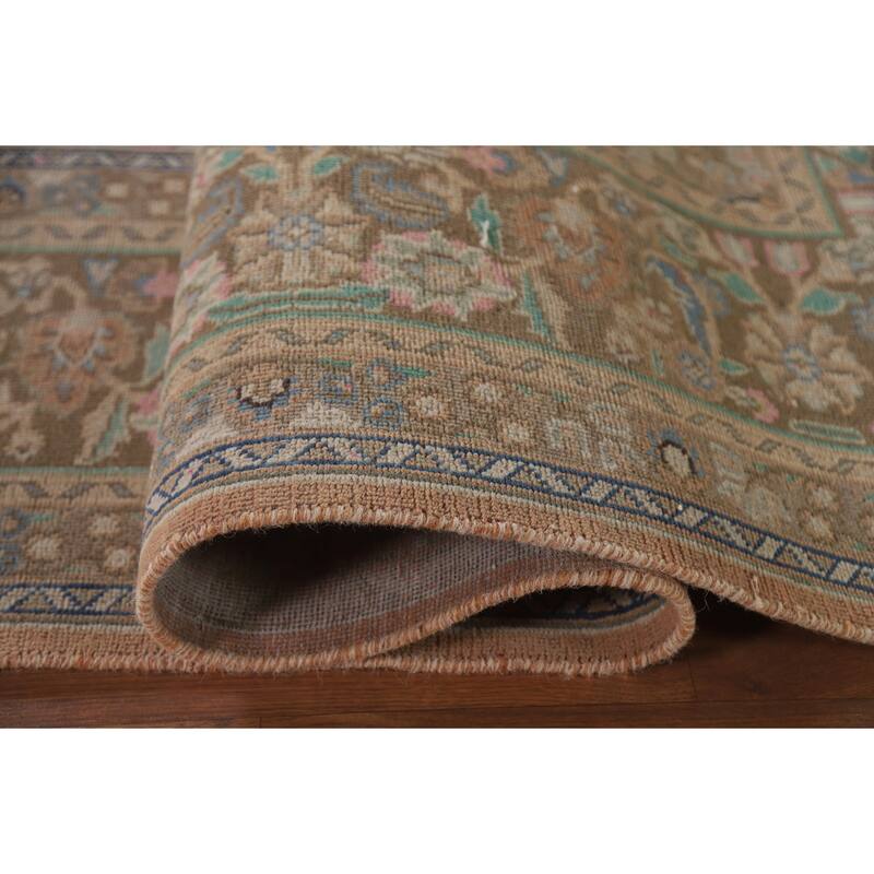 Hand Knotted Oriental 100% Wool Carpet Traditional Floral Oranges & Rust Mashad Area Rug - 12' 5'' X 9' 9''