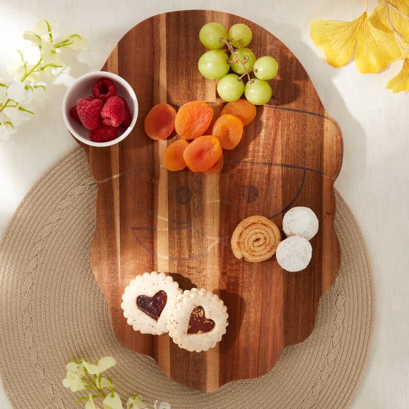 Tabletops Gallery Set of 2 Santa Acacia Wood Serving Board with Ceramic Bowl