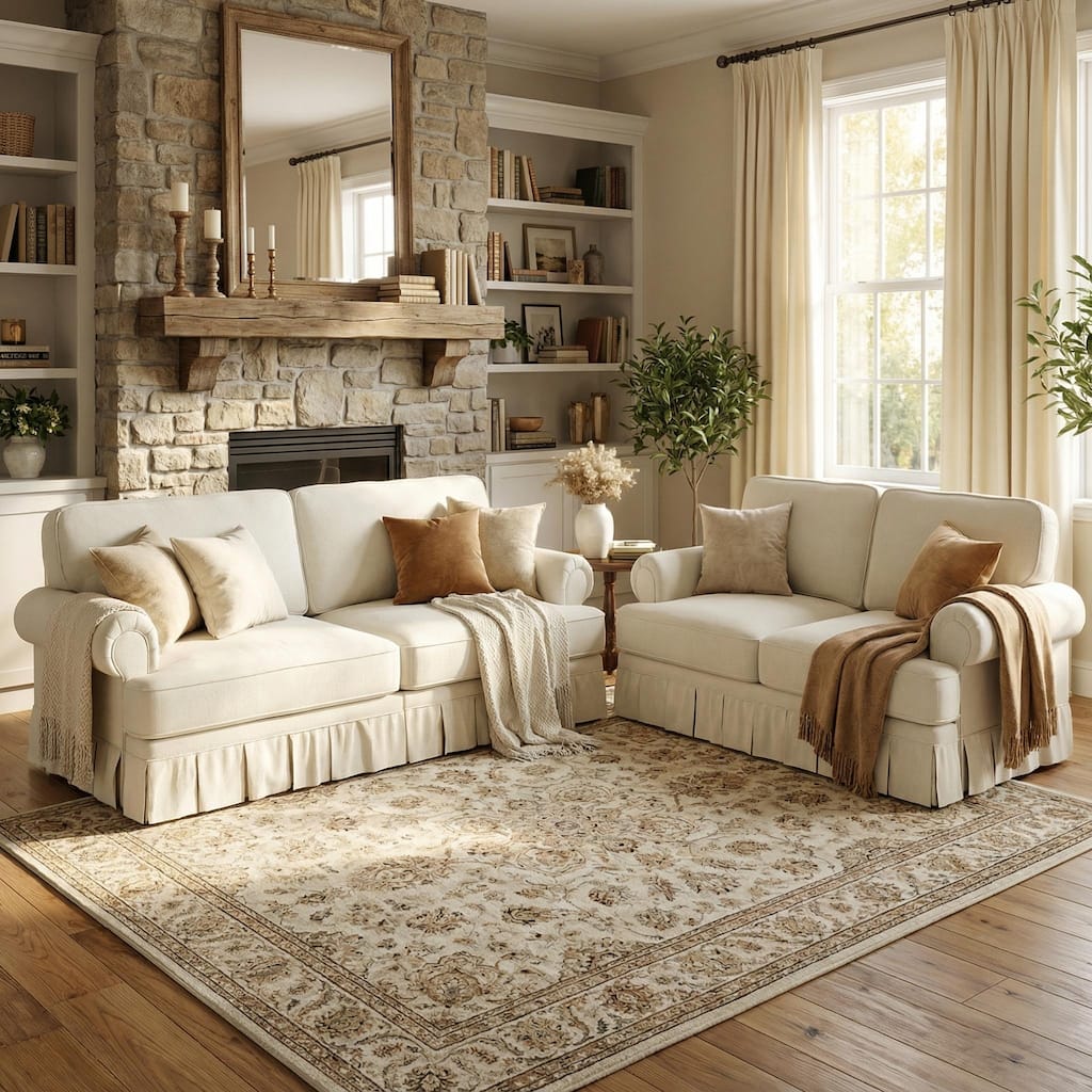 Homy Casa 3/4-Seater Chenille Cloud Sofa with Rolled Arms & Pleated Skirt, Extra Deep Seat, Multiple Colors