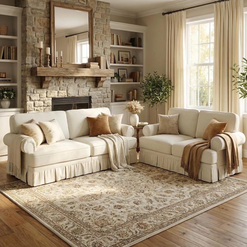 Homy Casa 3/4-Seater Chenille Cloud Sofa with Rolled Arms & Pleated Skirt, Extra Deep Seat, Multiple Colors - 7 - BE