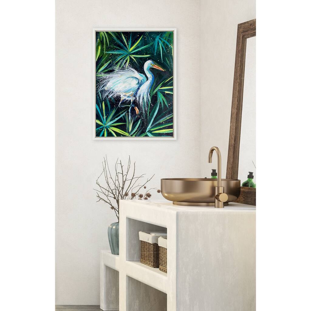 Kate and Laurel Sylvie White Heron Canvas by Rachel Christopoulos