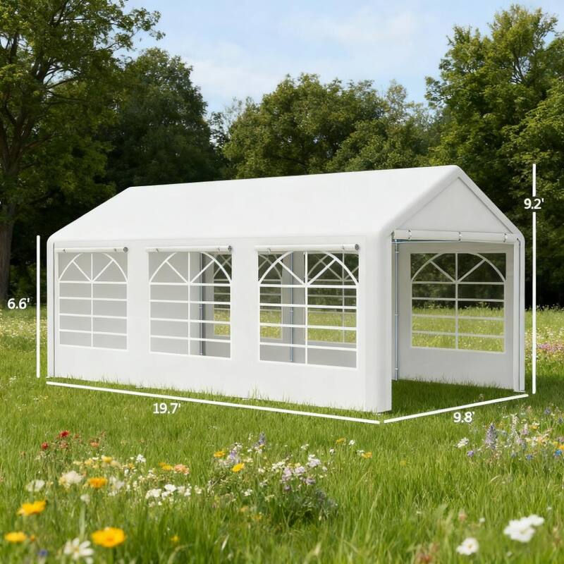 White Party Tent 10' x 20' Heavy Duty Party Tent Large Canopy Tent, Sun Shade Shelter