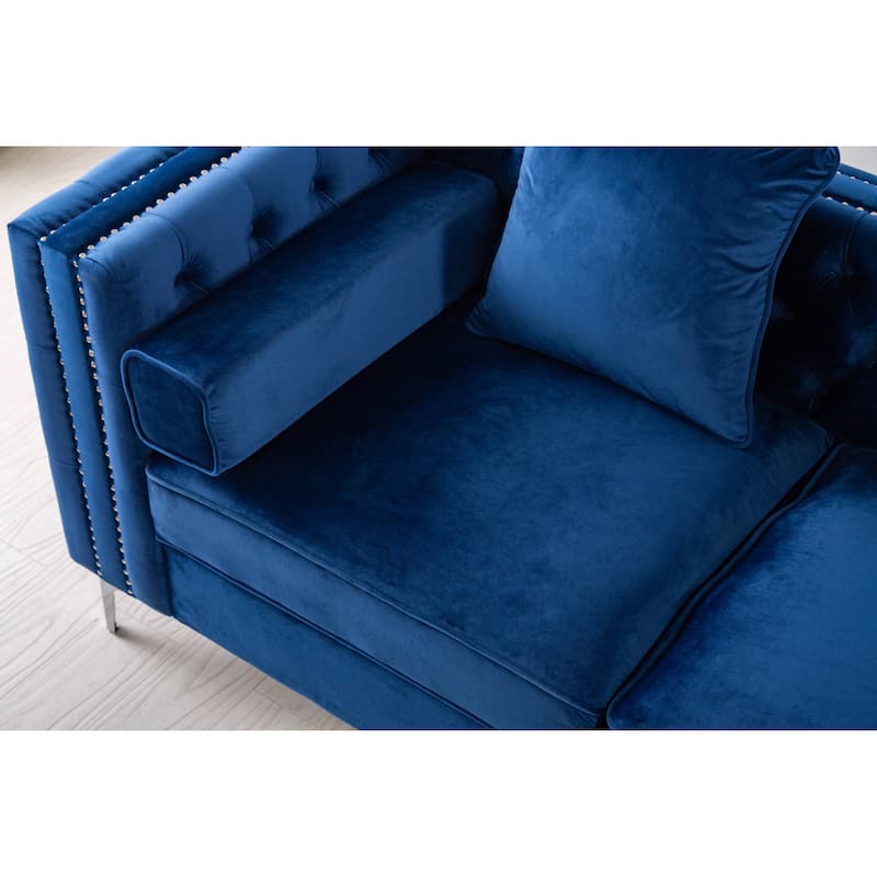 Velvet Standard sectional l shaped Sleeper Sofa with Reversible Ottoman - 104"