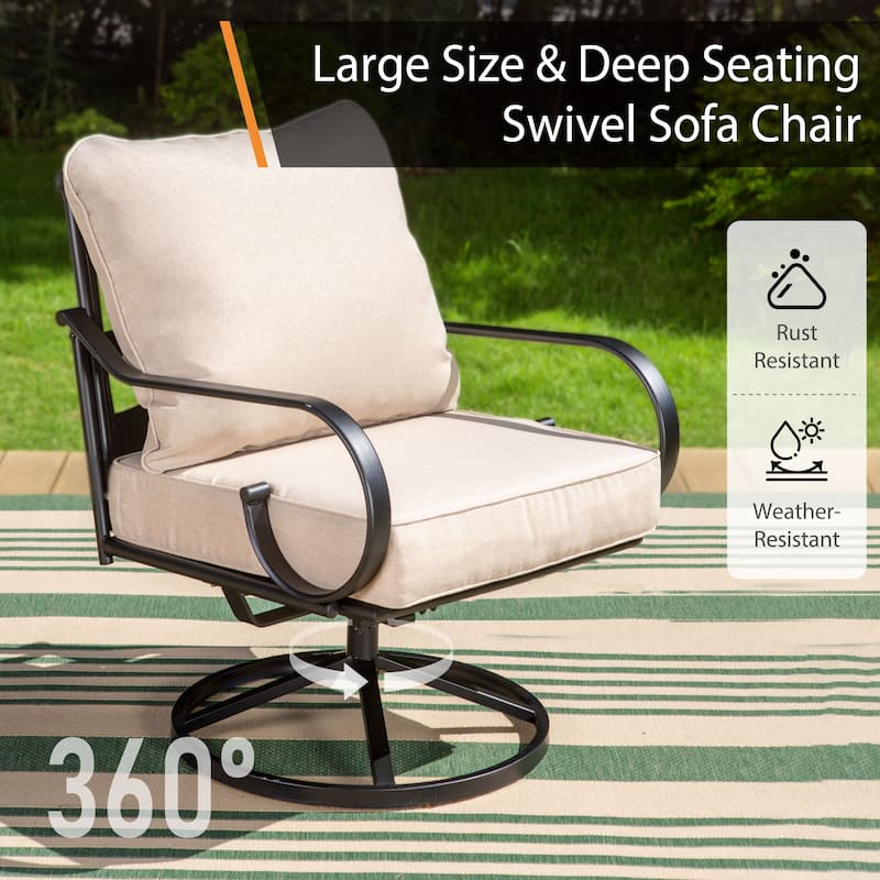 MAISON ARTS 5/7-Seat Patio Conversation Set with 3-Seat Sofa, 2/4 Single Chairs, 2-Seat Sofa and 1 Coffee Table