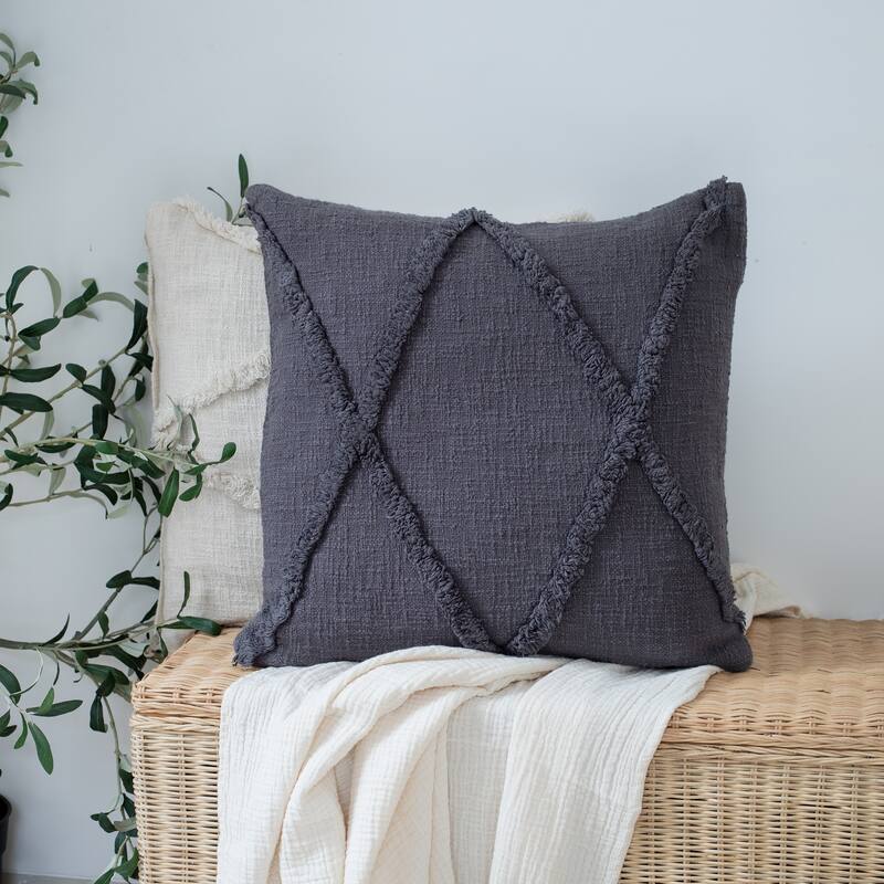 Heartham Set of 4 Contemporary Diamond Cotton Throw Pillow Covers, 20" x 20", 4 PCS (Covers Only) by Sevita