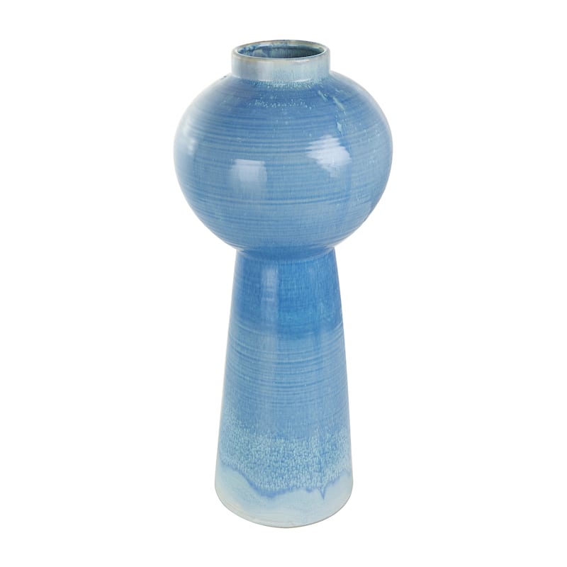 Blue Ceramic Bubble Inspired Ombre Decorative Vase with Unique Texturing