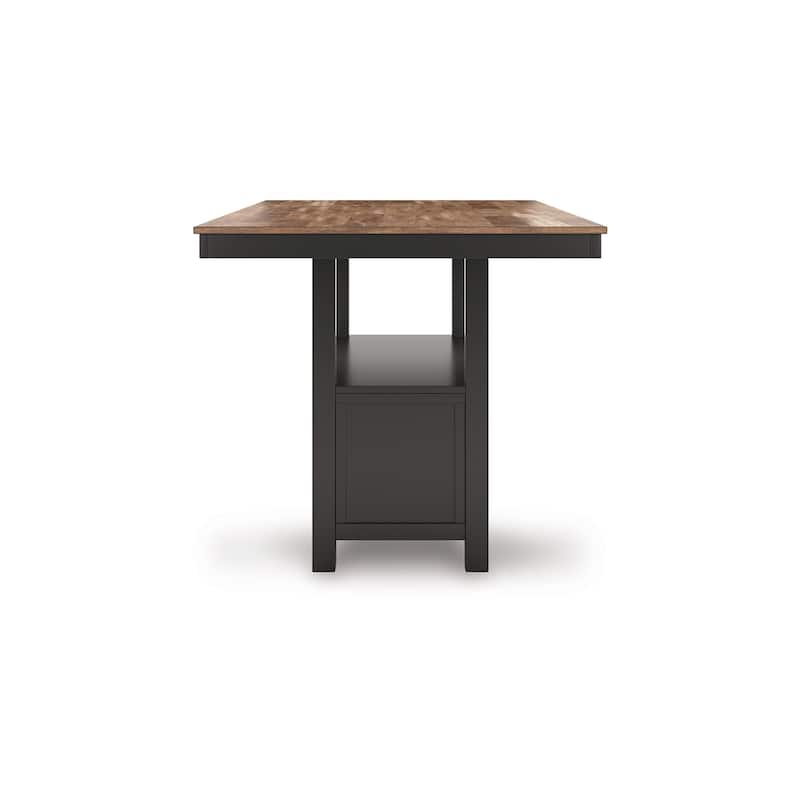 Fleur Counter Height Table with Built-In Storage, Black Wood, 60 Inch
