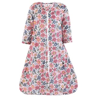 Hudson Baby Girls Long Sleeve Plush Faux Fur Sleeping Bag, Wearable Blanket, Pink Blue Pretty Floral