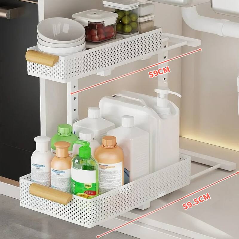 Under Sink Organizer, 2 Packs 2 Tier Under Sink Organizers and Storage, Slide Out Pull Out Cabinet Organizer Shelf